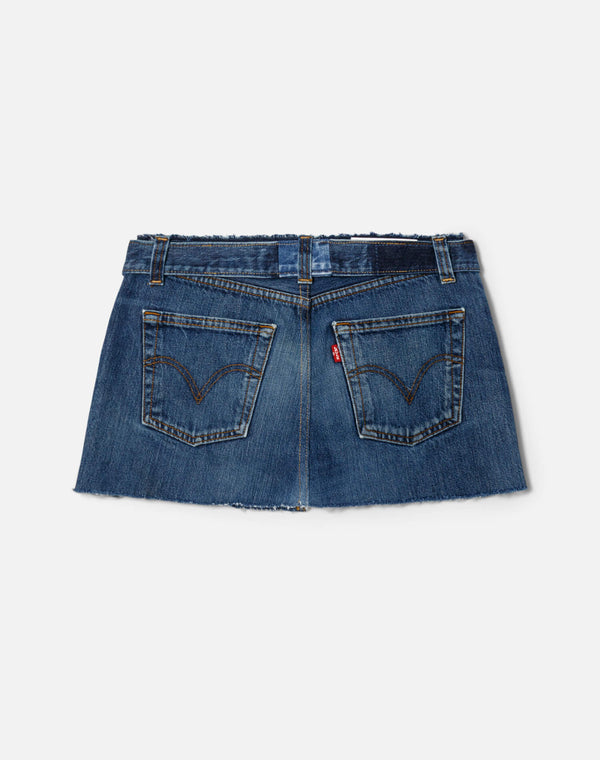 Re Done Raw Waist Mini Skirt Indigo