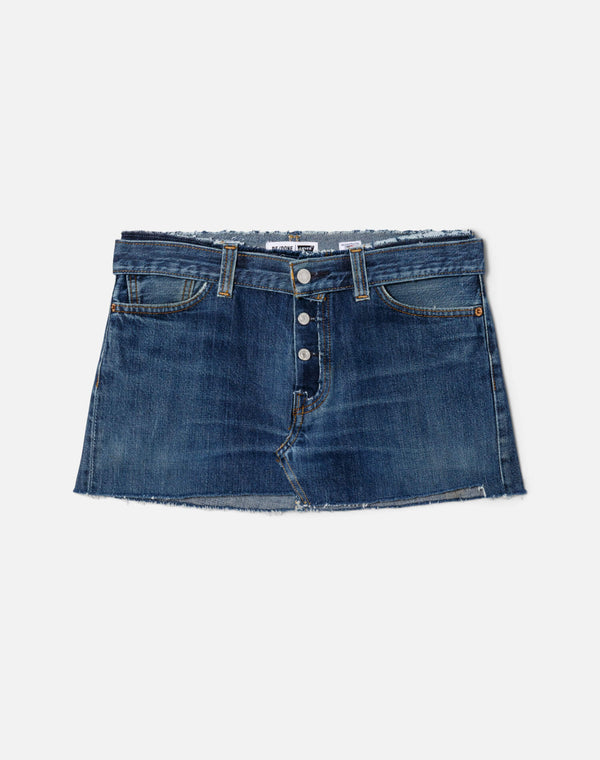 re done Raw Waist Mini Skirt Indigo