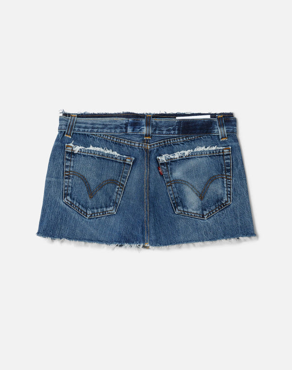 Re Done Raw Waist Mini Skirt Indigo