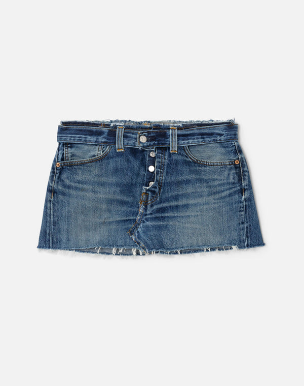 re done Raw Waist Mini Skirt Indigo