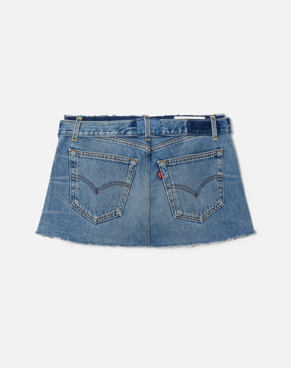 Re Done Raw Waist Mini Skirt Indigo