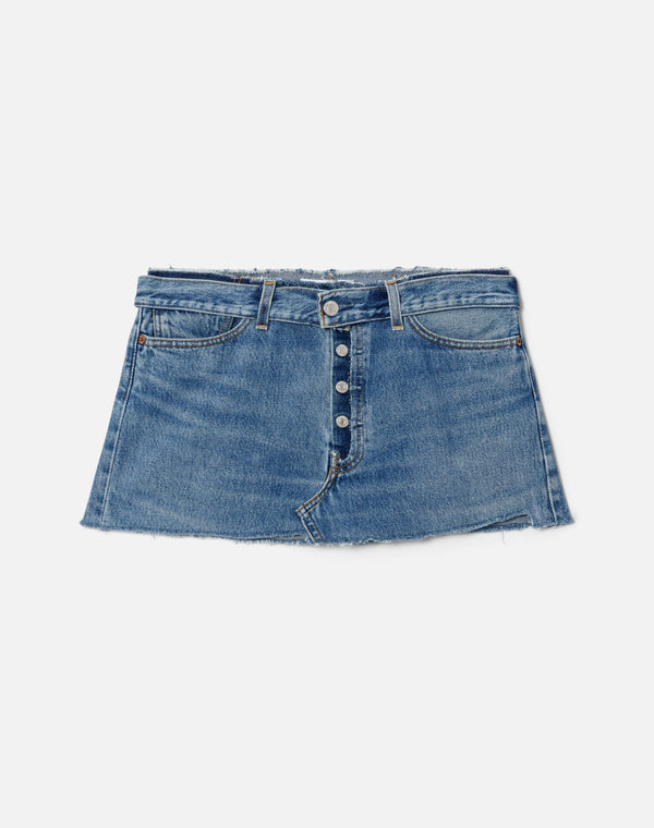 re done Raw Waist Mini Skirt Indigo