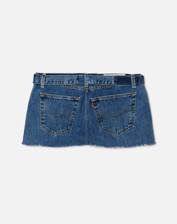 Re Done Raw Waist Mini Skirt Indigo