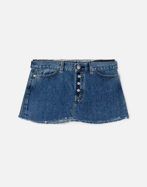 re done Raw Waist Mini Skirt Indigo