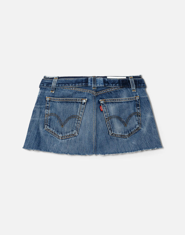 Re Done Raw Waist Mini Skirt Indigo