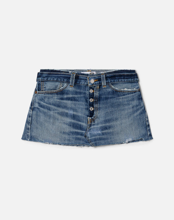 re done Raw Waist Mini Skirt Indigo