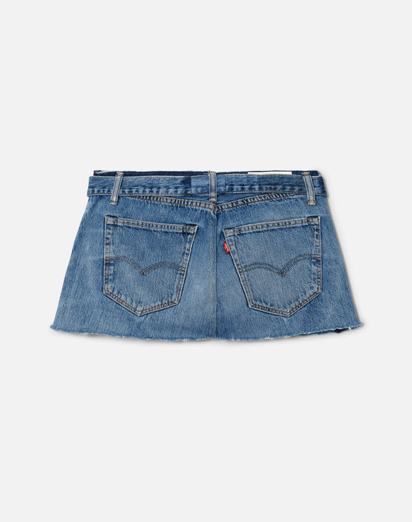 Re Done Raw Waist Mini Skirt Indigo