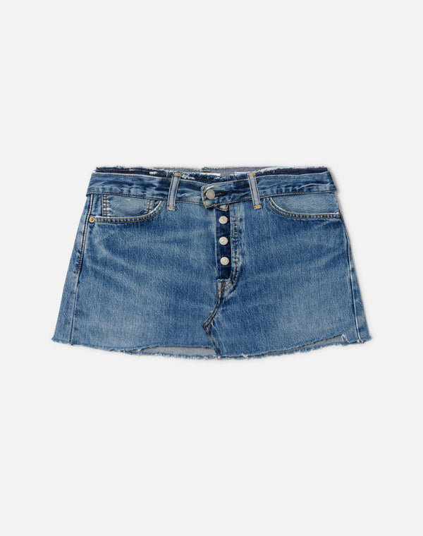 re done Raw Waist Mini Skirt Indigo