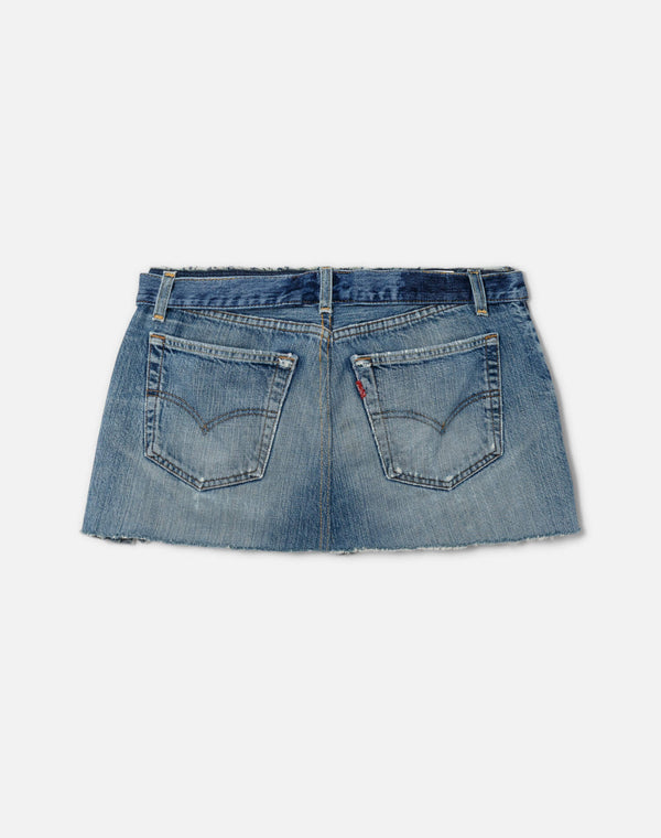 Re Done Raw Waist Mini Skirt Indigo