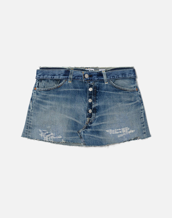 re done Raw Waist Mini Skirt Indigo