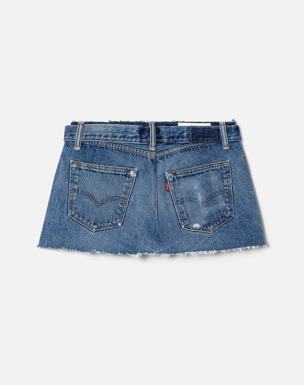 Re Done Raw Waist Mini Skirt Indigo