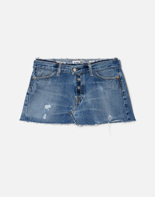 re done Raw Waist Mini Skirt Indigo