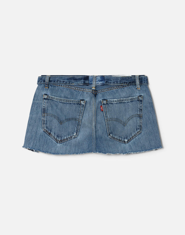 Re Done Raw Waist Mini Skirt Indigo