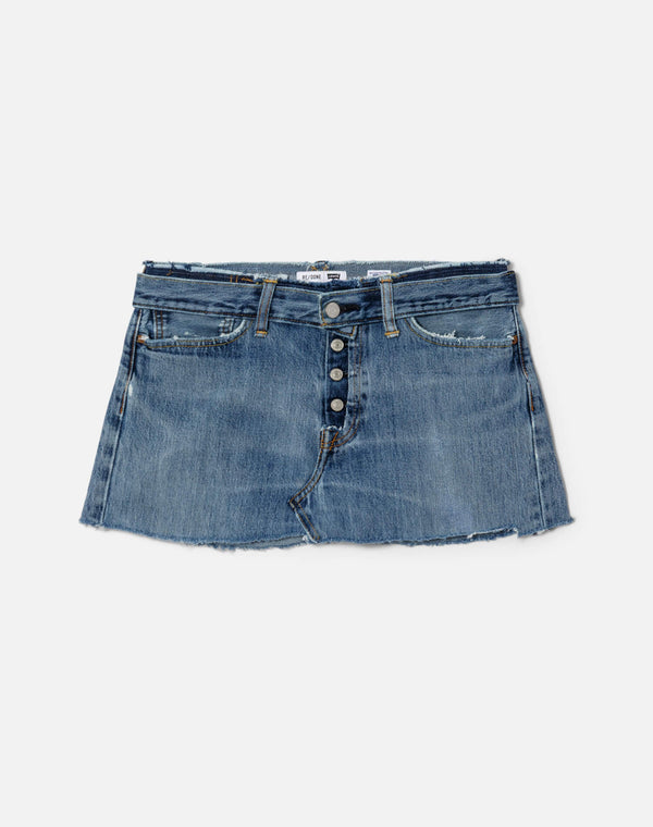 re done Raw Waist Mini Skirt Indigo