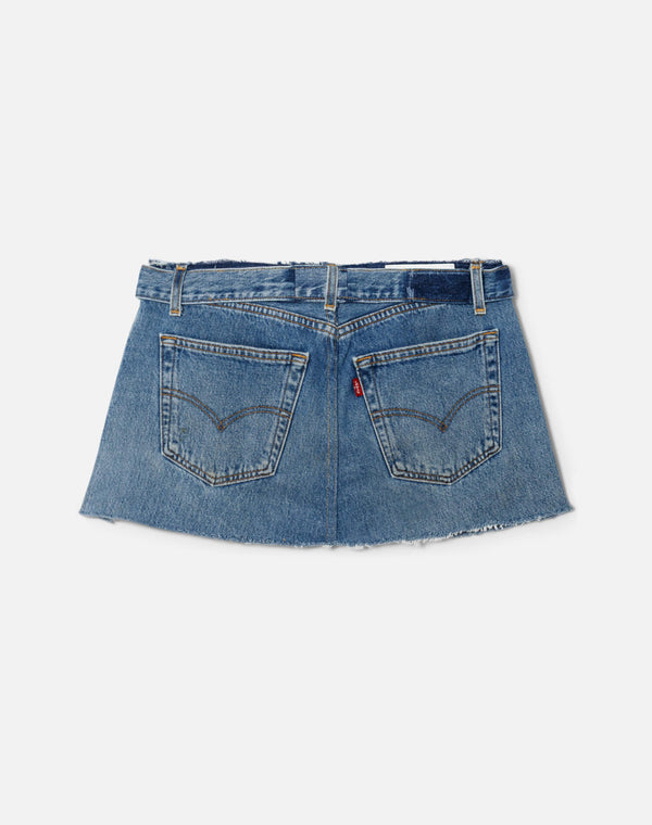 Re Done Raw Waist Mini Skirt Indigo