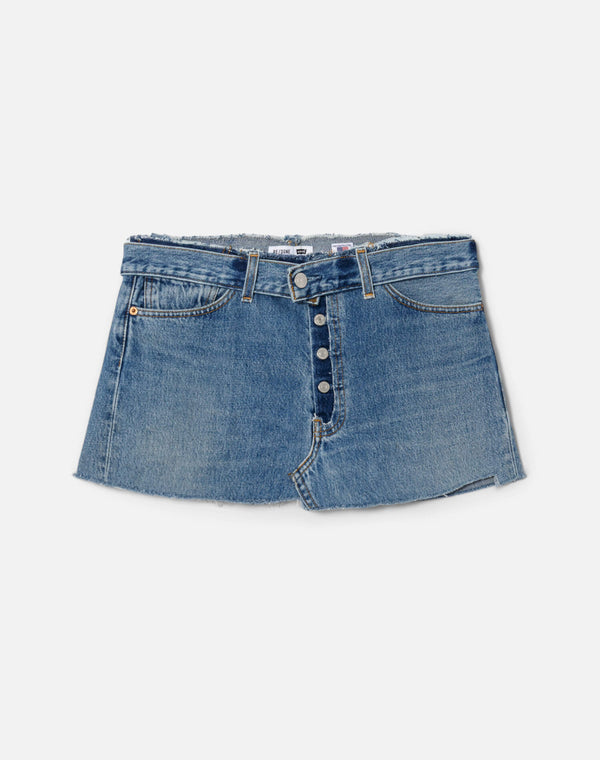 re done Raw Waist Mini Skirt Indigo