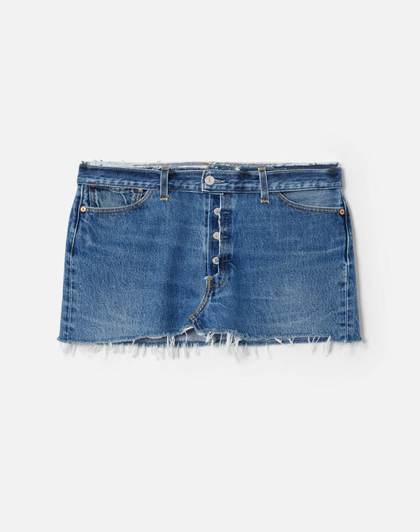 re done Raw Waist Mini Skirt Indigo