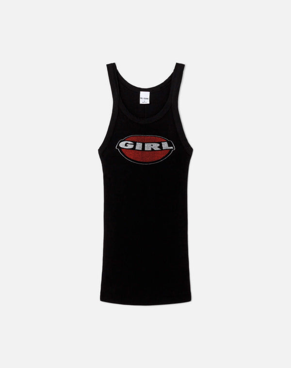 re done Ribbed "Girl" Tank Black