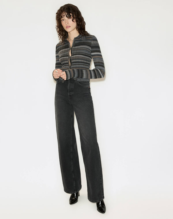 Re Done Ribbed Polo Cardi Black Combo