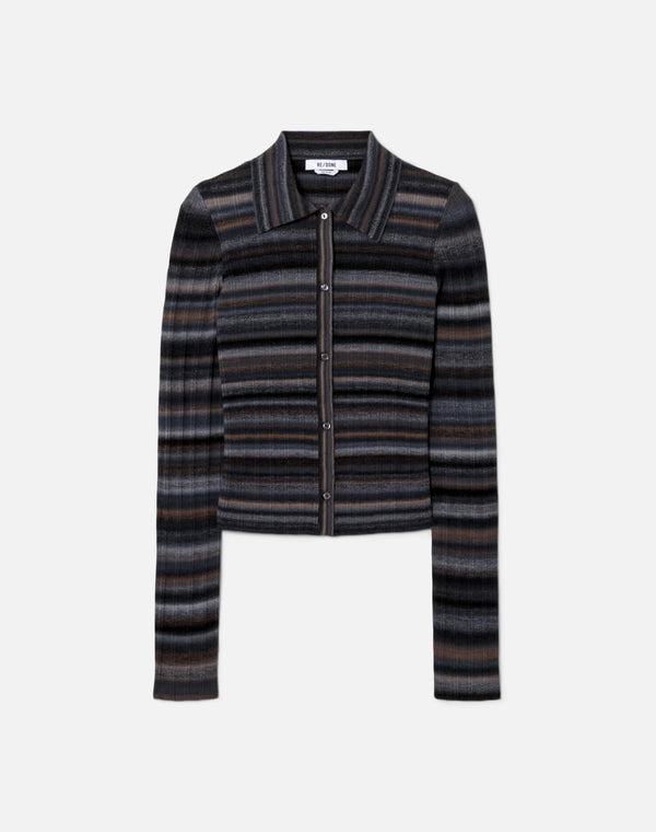 re done Ribbed Polo Cardi Black Combo