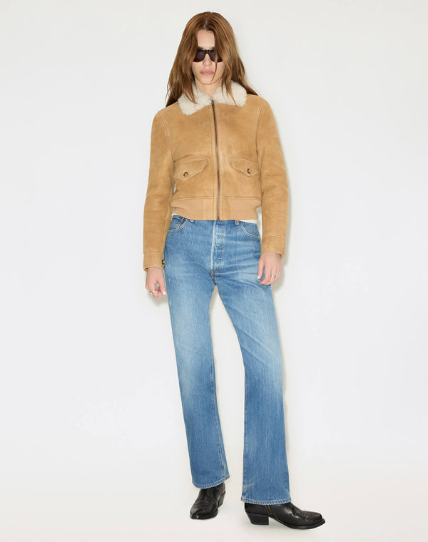 Re Done Shearling Bomber Tobacco