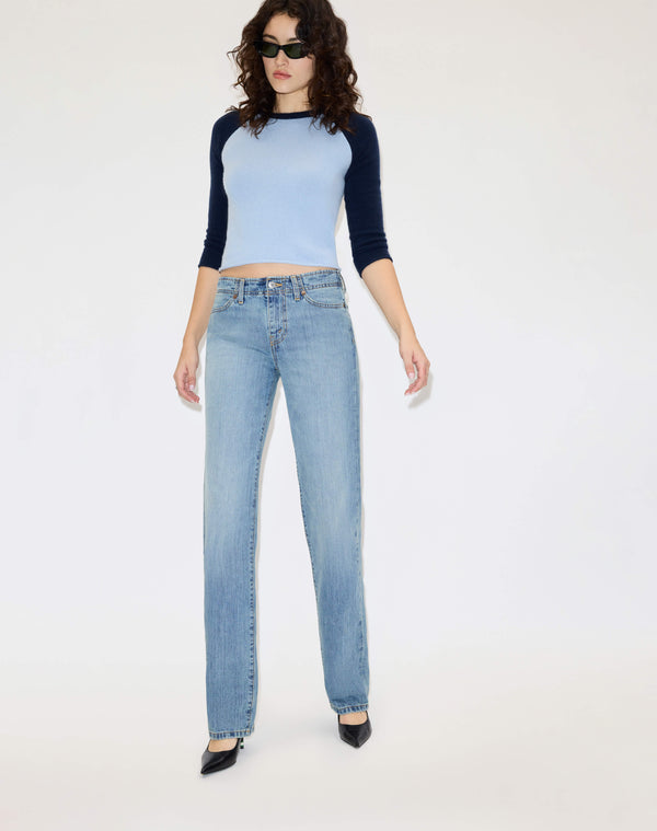 Re Done Shrunken Baseball Raglan Bluebell/Navy