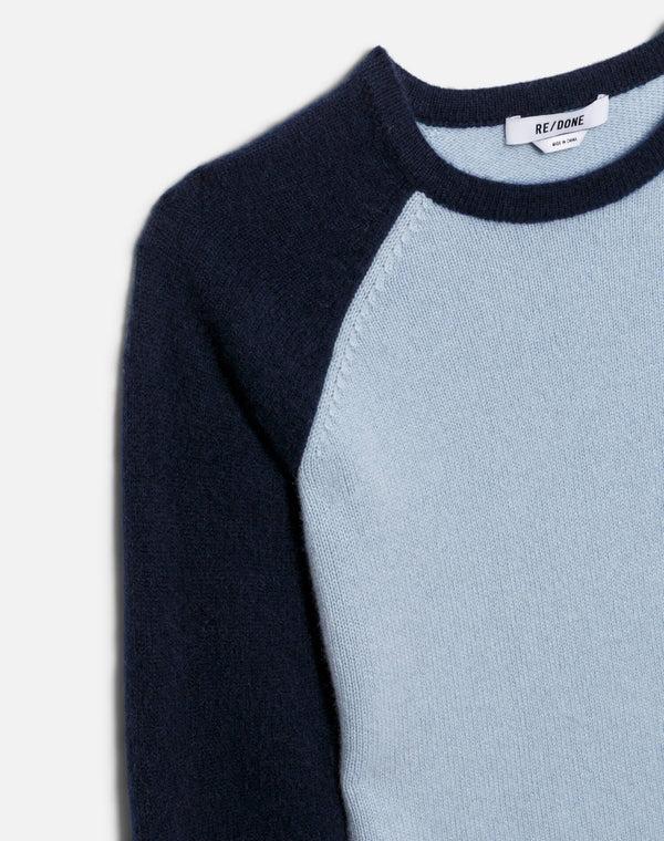 Re Done Shrunken Baseball Raglan Bluebell/Navy