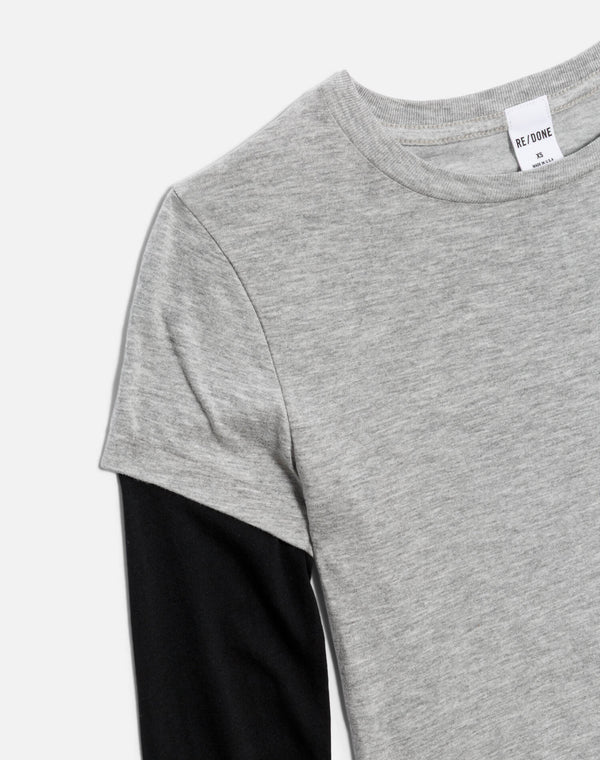 Re Done Slim Layer Long Sleeve Grey/Black