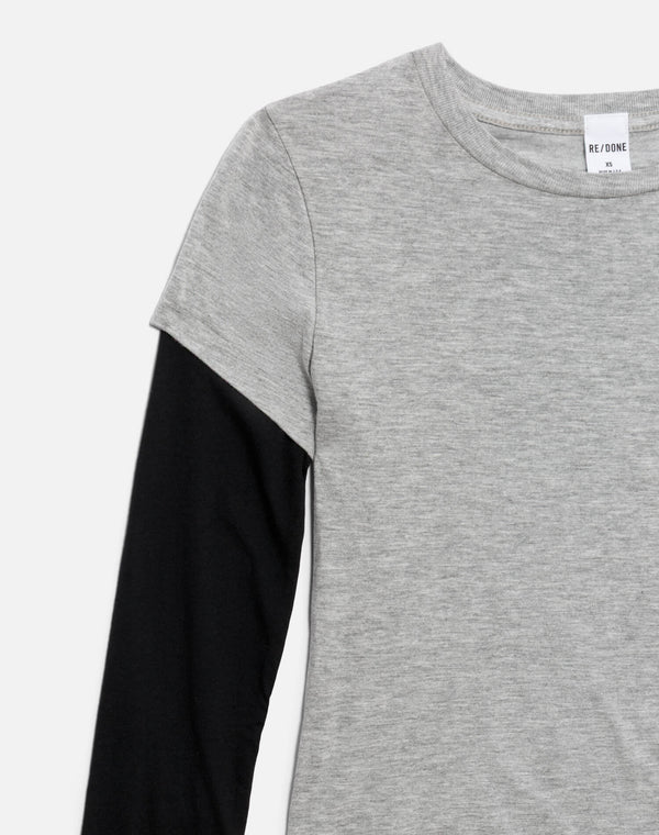 Re Done Slim Layer Long Sleeve Grey/Black