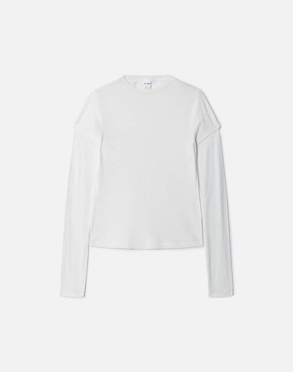 re done Slim Layer Long Sleeve Off White