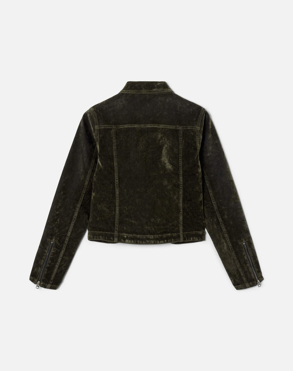 Re Done Slim Zip Jacket Olive Branch Flocked