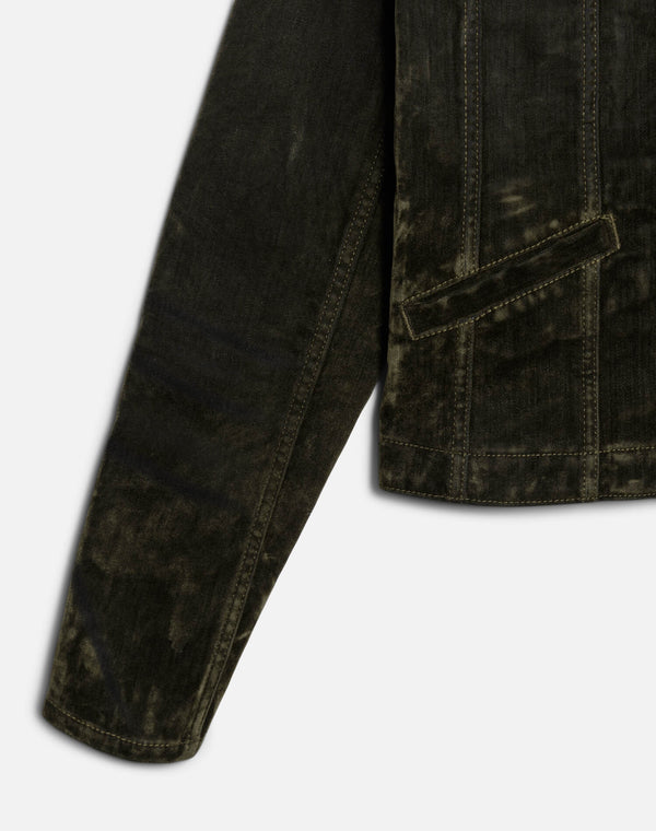 Re Done Slim Zip Jacket Olive Branch Flocked