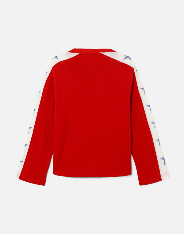 Re Done Star Contrast Long Sleeve Jersey Crimson