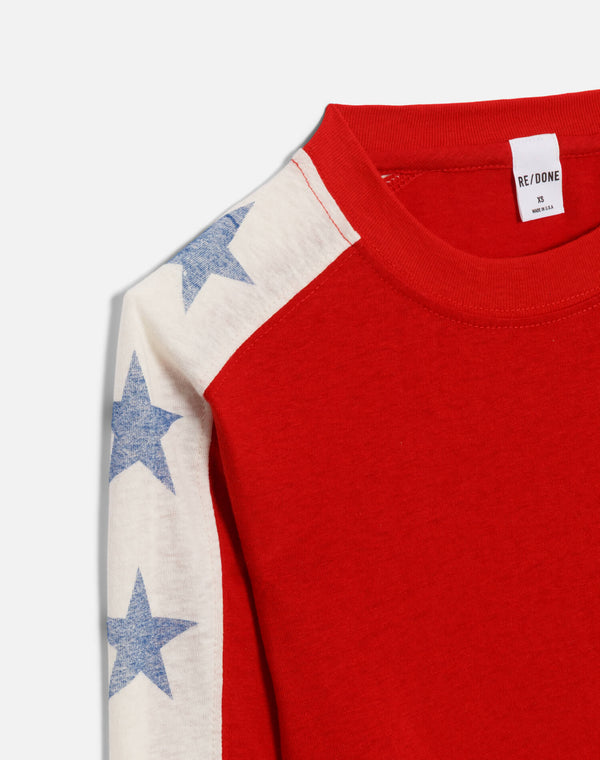 Re Done Star Contrast Long Sleeve Jersey Crimson