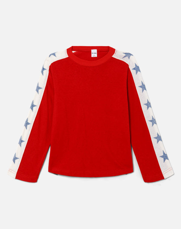 re done Star Contrast Long Sleeve Jersey Crimson