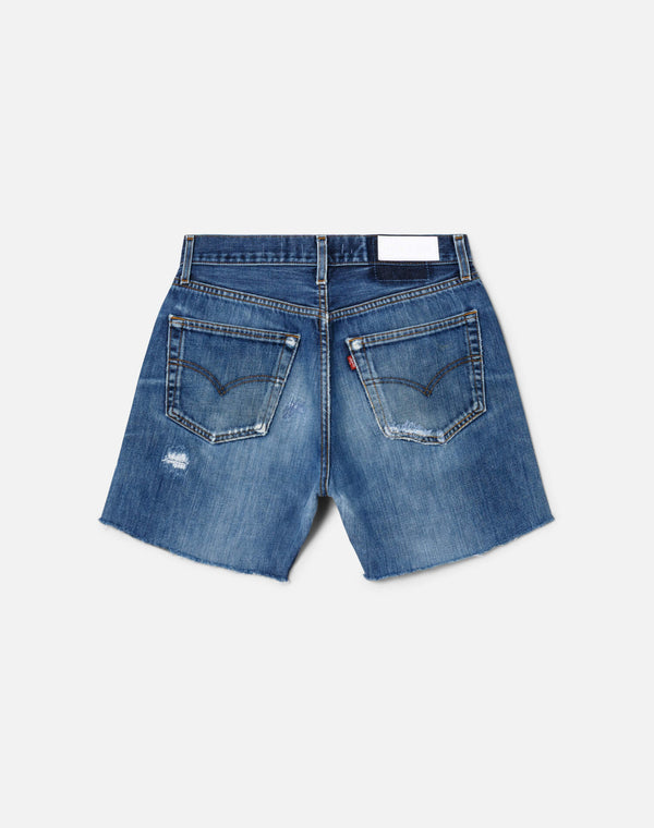 Re Done Studded Boy Short Indigo Bloom Stud