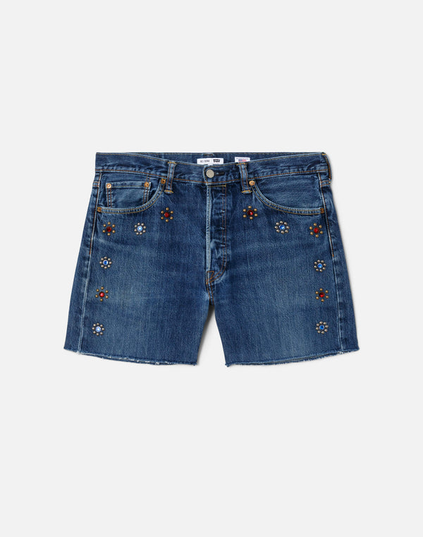 re done Studded Boy Short Indigo Bloom Stud
