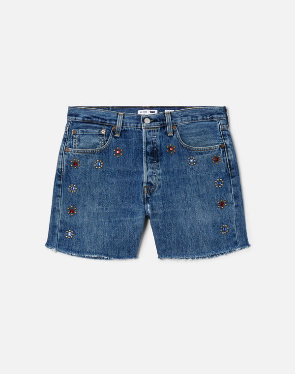 re done Studded Boy Short Indigo Bloom Stud