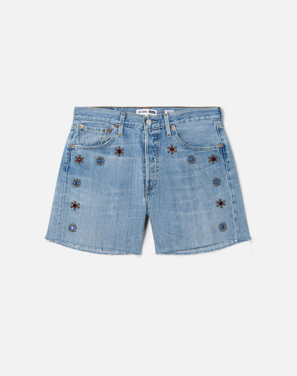 re done Studded Boy Short Indigo Bloom Stud