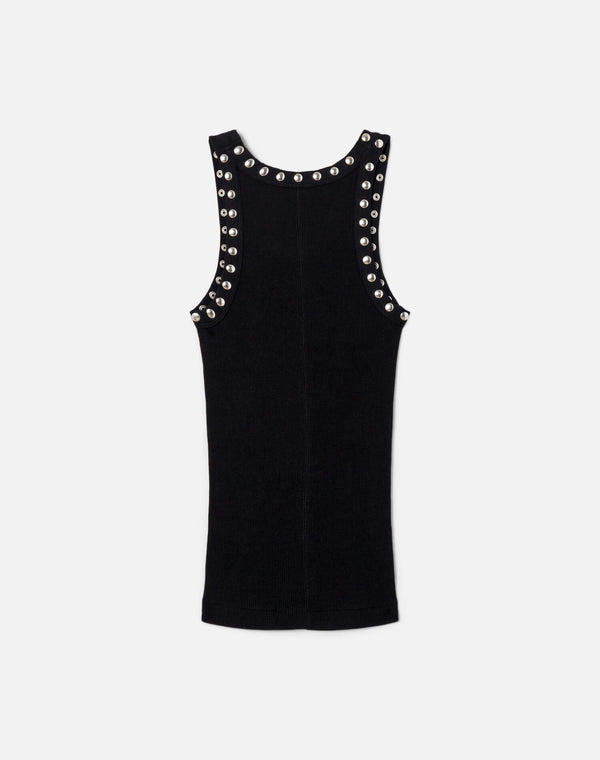 Re Done Studded Ribbed Tank Black