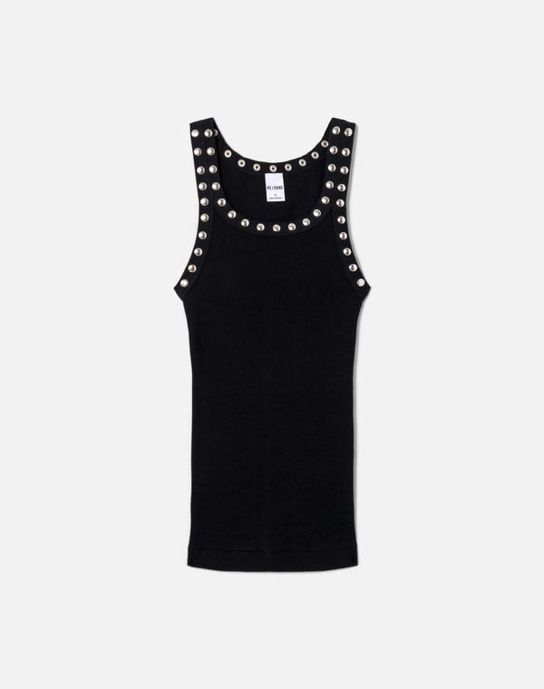 re done Studded Ribbed Tank Black