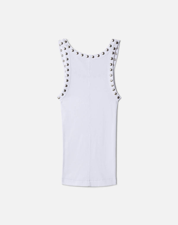 Re Done Studded Ribbed Tank Optic White
