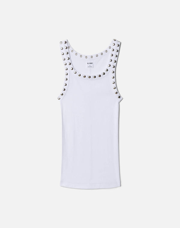 re done Studded Ribbed Tank Optic White