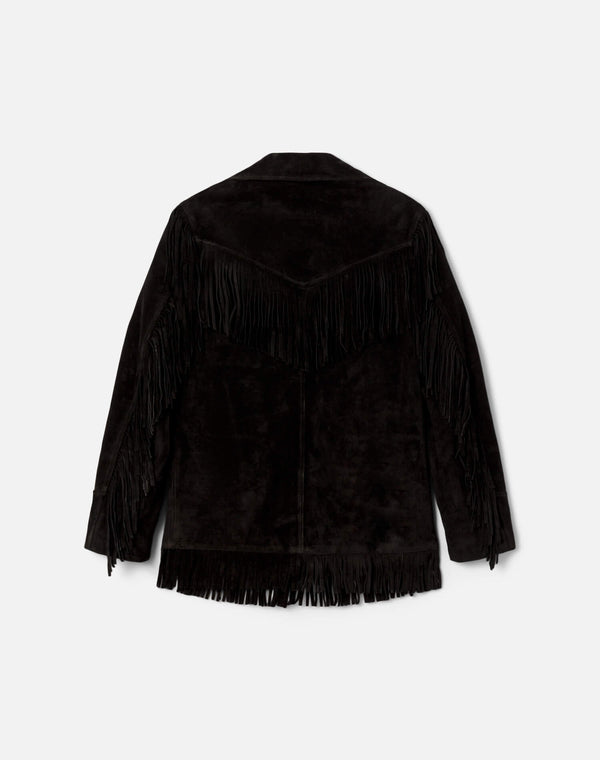 Re Done Suede Fringe Jacket Black