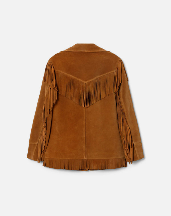 Re Done Suede Fringe Jacket Tan
