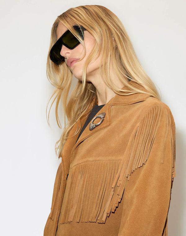 Re Done Suede Fringe Jacket Tan
