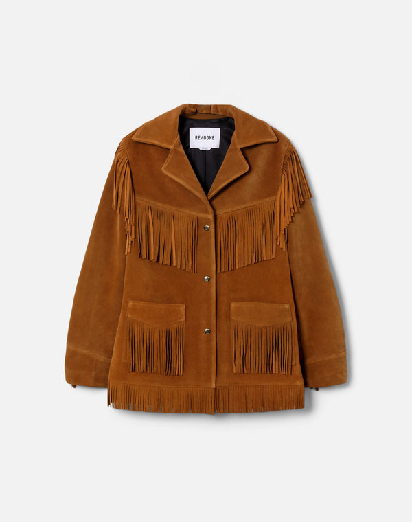 re done Suede Fringe Jacket Tan