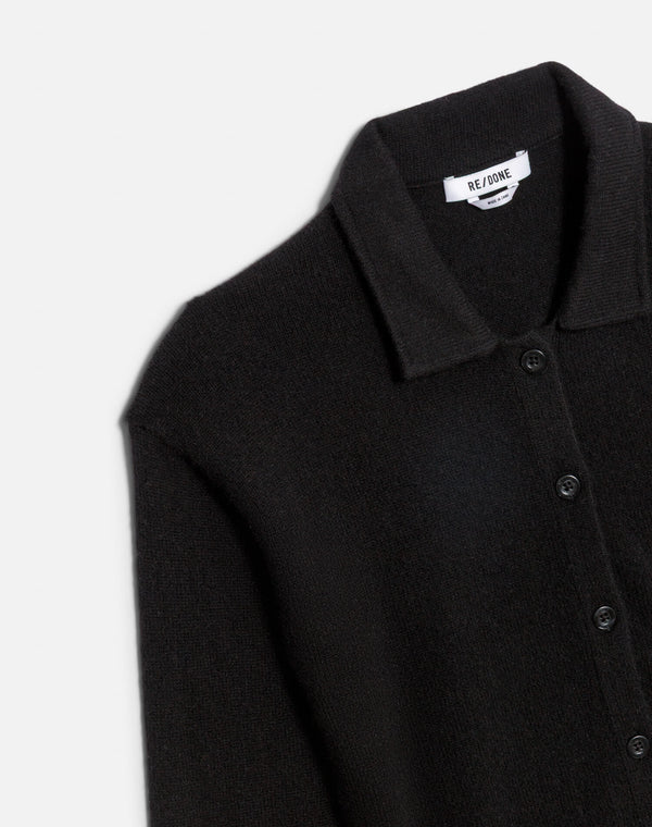 Re Done The Loose Polo Cardigan Black