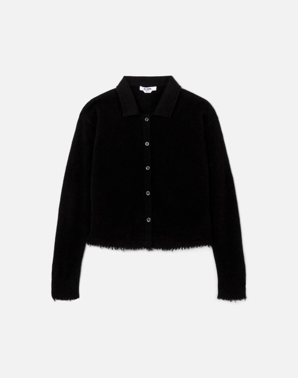 re done The Loose Polo Cardigan Black
