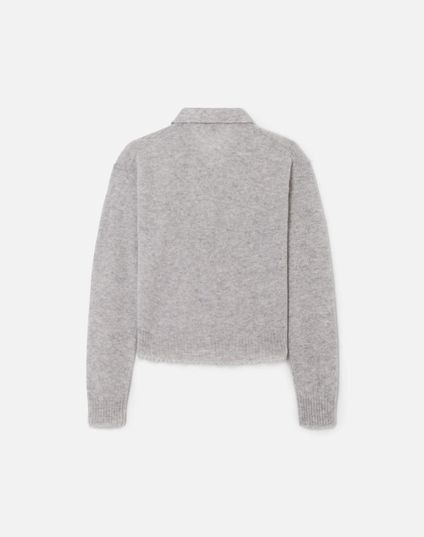 Re Done The Loose Polo Cardigan Light Heather Grey
